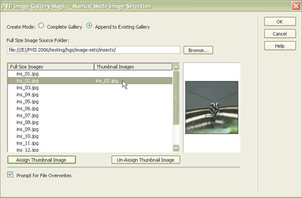 Manual Mode Image Selection Interface