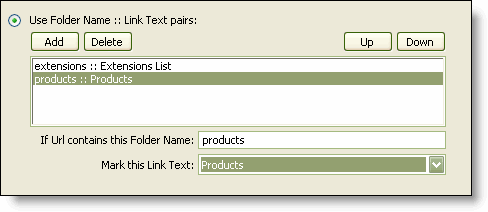 The second Folder Name :: Link text item is defined
