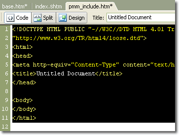 Selecting the source code in the include file