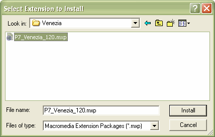 Select the Extension file to Install