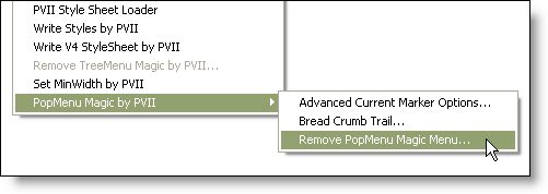 Choosing the Remove command in the Commands menu