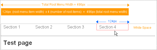 Root menu width